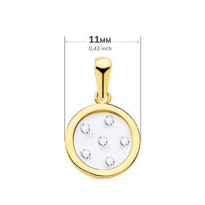 18K COLGANTE ORO AMARILLO REDONDO AIRSHINE TRANSPARENTE CON CIRCONITA 11 MM