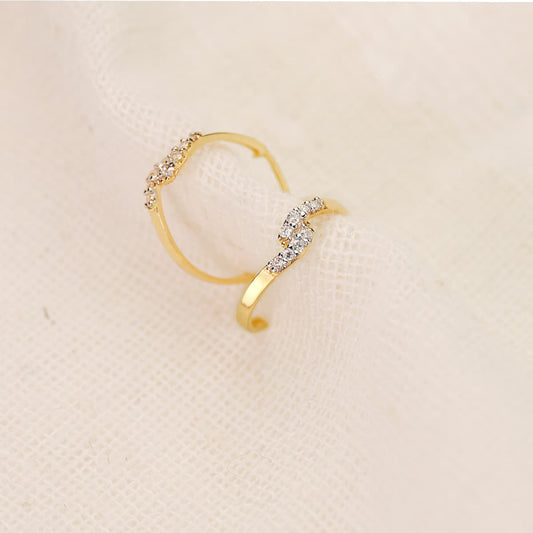 18K PENDIENTES ORO BICOLOR MEDIA ARO CUADRADO CON CIRCONITA 15X3 MM PRESION