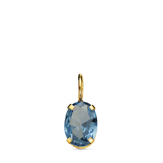 18K COLGANTE ORO AMARILLO OVAL PIEDRA COLOR AGUAMARINA 7 X 5 MM.