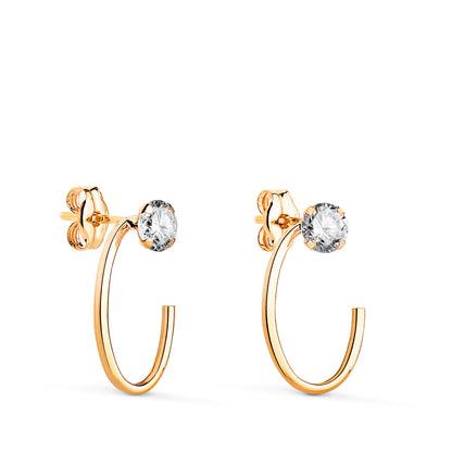 18K PENDIENTES ORO AMARILLO OVAL ABIERTO CON CIRCONITA. MEDIDA: 15 X 9 MM. CIERRE PRESION