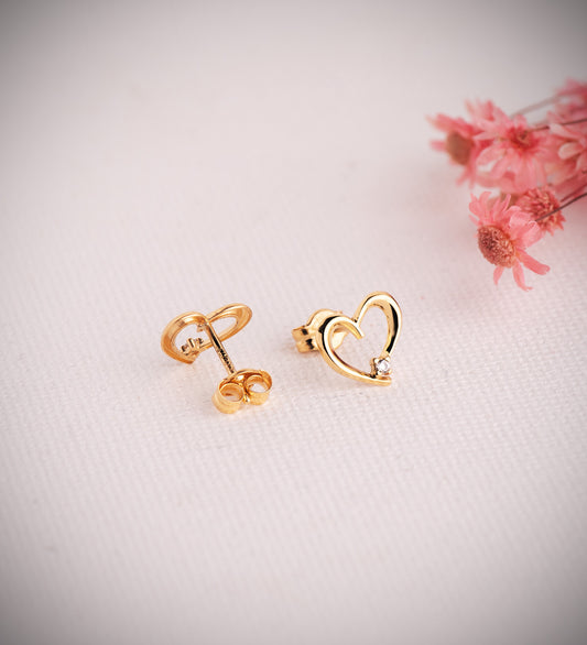 18K PENDIENTES ORO AMARILLO CORAZON CON CIRCONITA. MEDIDA: 9X7 MM. CIERRE PRESION