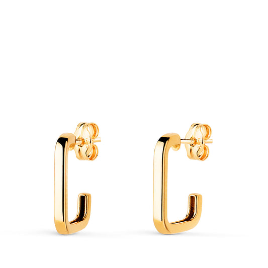 18K PENDIENTES ORO AMARILLO ARO RECTANGULAR ABIERTO. MEDIDA: 14X10 MM. GROSOR: 1,8 MM. CIERRE PRESION