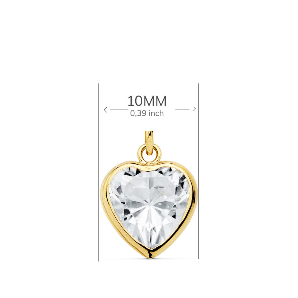 18K COLGANTE ORO AMARILLO CORAZON CIRCONITA 10X10 MM C. AMOR