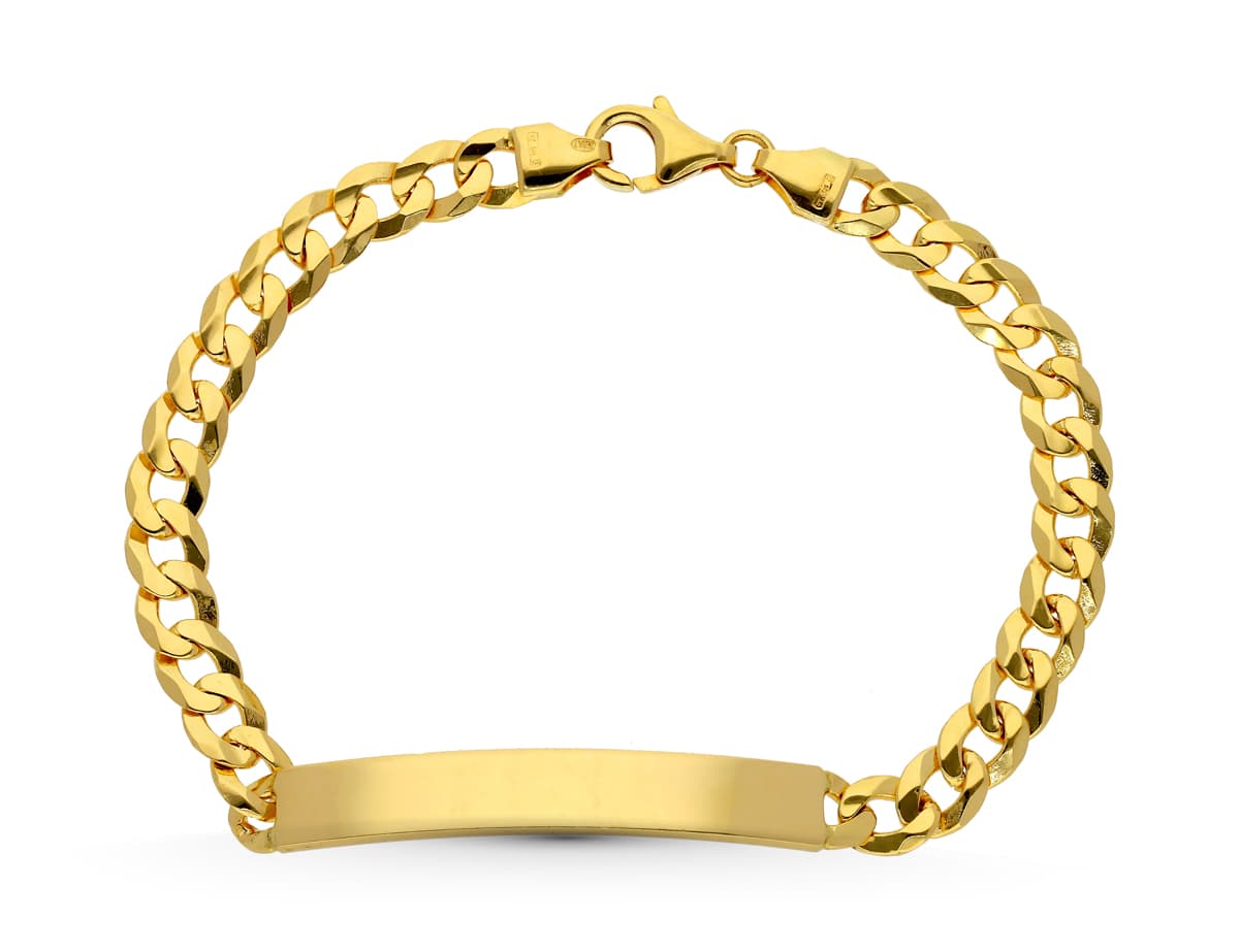 18K ESCLAVA ORO AMARILLO MACIZA BARBADA 21CM 6 MM