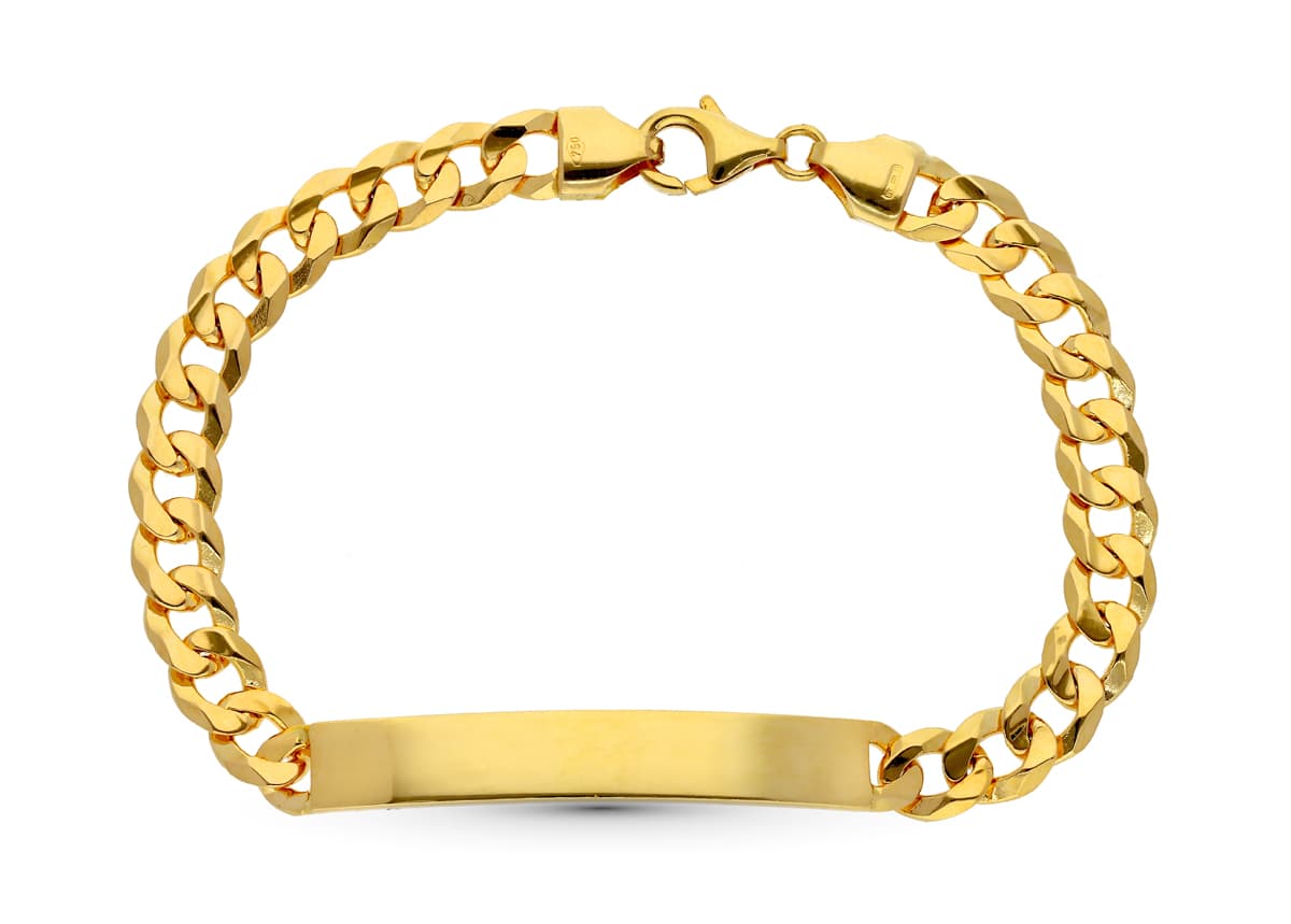 18K ESCLAVA ORO AMARILLO BARBADA MACIZA 21CM 7 MM