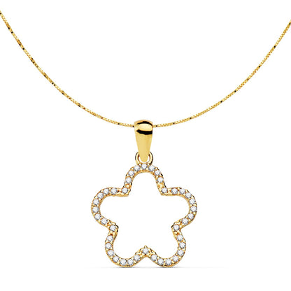 18K COLGANTE AMULETO ORO AMARILLO ESTRELLA CIRCONITA 16X16 MM CADENA VENECIANA 42 3 CM