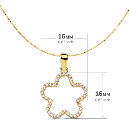18K COLGANTE AMULETO ORO AMARILLO ESTRELLA CIRCONITA 16X16 MM CADENA VENECIANA 42 3 CM