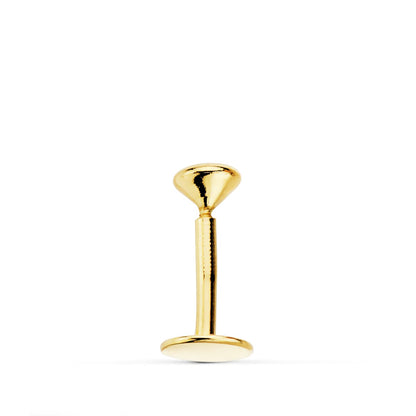 18K PIERCING LABIO ORO AMARILLO CIRCONITA BOCEL 3 MM GRUESO BARRA 1.20 MM LONGITUD 7 MM TOTAL PIERCING 9 MM CIERRE TUERCA