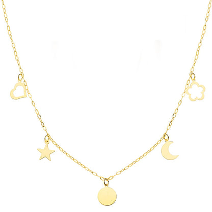 18K GARGANTILLA ORO AMARILLO PLACA CHAPA Y MOTIVOS 6 MM CADENA FORZADA 45CM