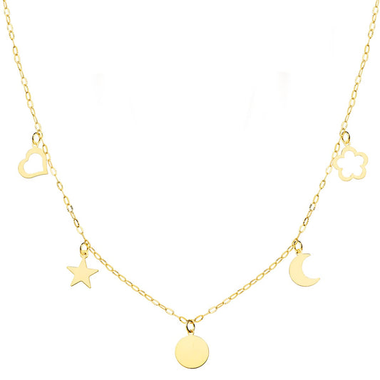 18K GARGANTILLA ORO AMARILLO PLACA CHAPA Y MOTIVOS 6 MM CADENA FORZADA 45CM