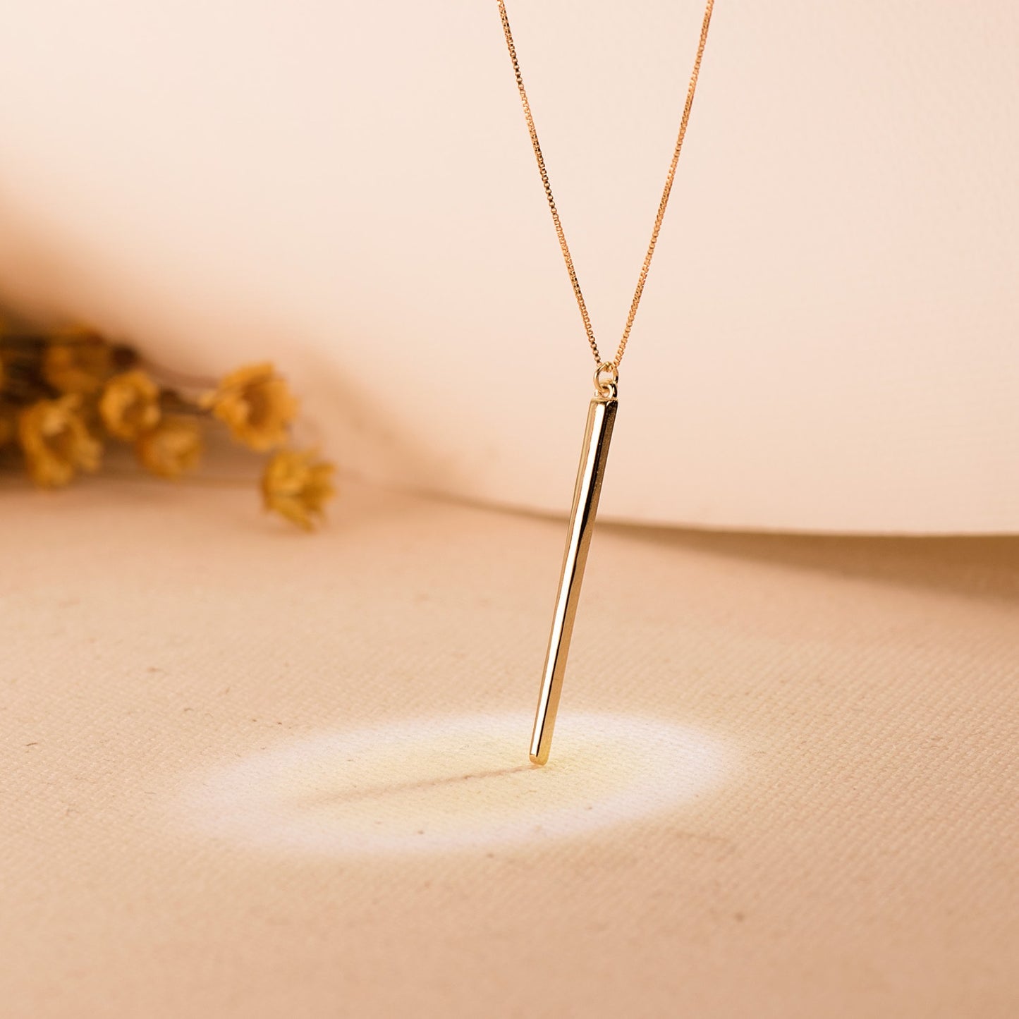 18K COLGANTE ORO AMARILLO PINCHO 30X2 MM CADENA VENECIANA 43 3CM