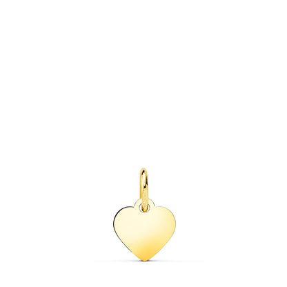 18K COLGANTE PLACA CHAPA ORO AMARILLO CORAZON LISO EN BRILLO 8X8 MM C. AMOR