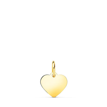 18K COLGANTE PLACA CHAPA ORO AMARILLO CORAZON LISO EN BRILLO 10X10 MM C. AMOR