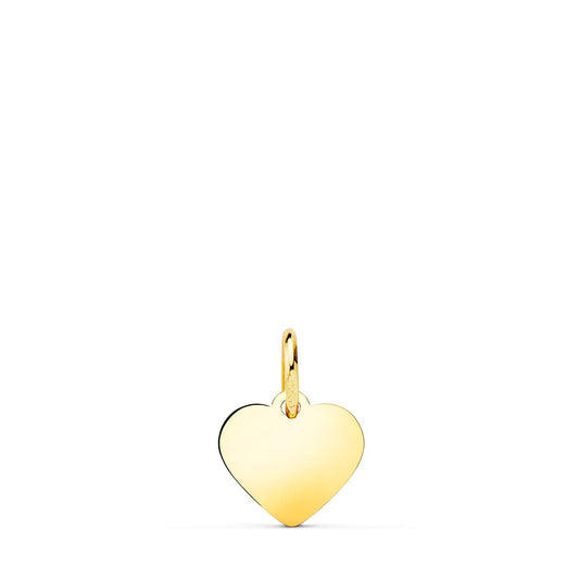 18K COLGANTE PLACA CHAPA ORO AMARILLO CORAZON LISO EN BRILLO 10X10 MM C. AMOR