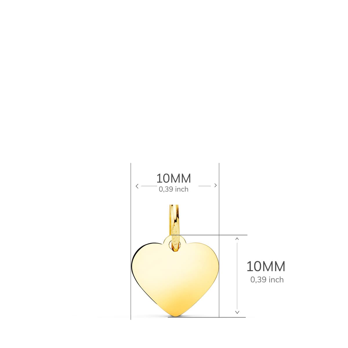18K COLGANTE PLACA CHAPA ORO AMARILLO CORAZON LISO EN BRILLO 10X10 MM C. AMOR