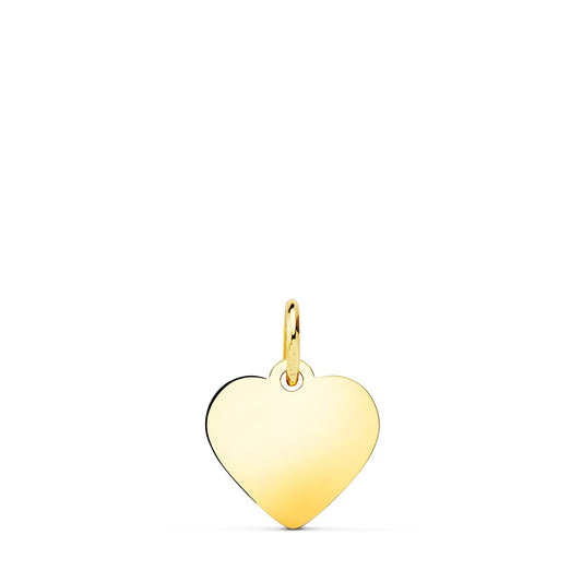 18K PLACA CHAPA CORAZON ORO AMARILLO LISO EN BRILLO 12X12 MM C. AMOR