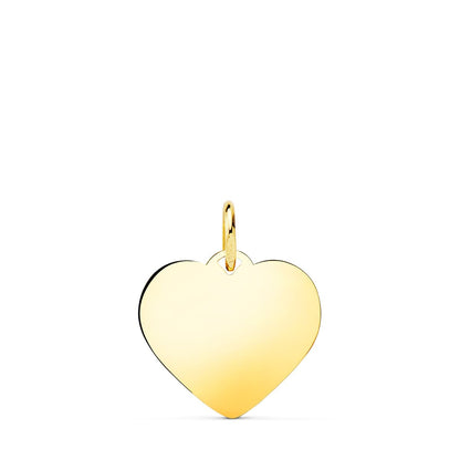 18K PLACA CHAPA ORO AMARILLO CORAZON LISO EN BRILLO 16X16 MM C. AMOR