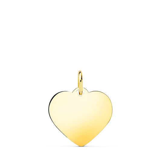 18K PLACA CHAPA ORO AMARILLO CORAZON LISO EN BRILLO 16X16 MM C. AMOR