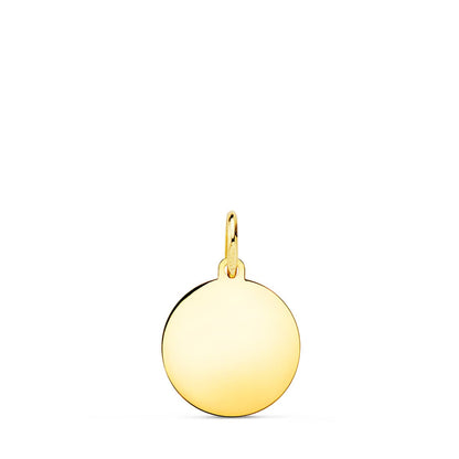 18K PLACA CHAPA DISCO ORO AMARILLO LISO EN BRILLO 12 MM