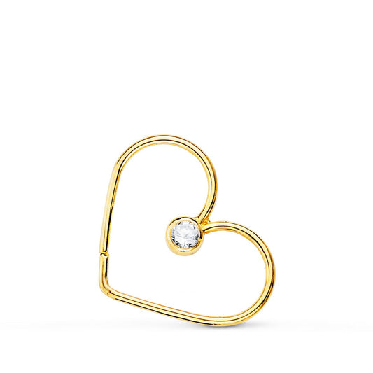 18K PIERCING OREJA ORO AMARILLO CORAZON CON CIRCONITA 16X15 MM C. AMOR