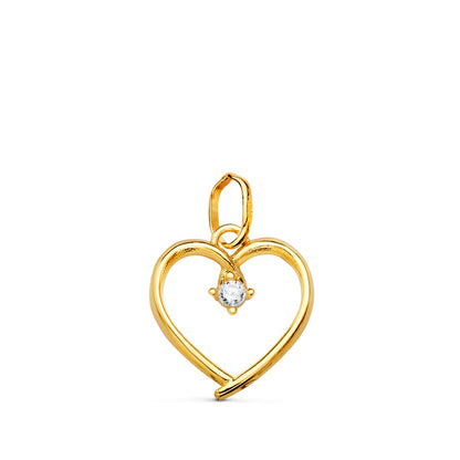 18K COLGANTE ORO AMARILLO CORAZON CON CIRCONITA DE 2 MM 13X12 MM C.AMOR