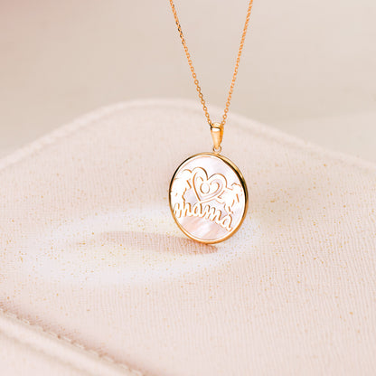 18K COLGANTE ORO AMARILLO MAMA NACAR NIÑO-NIÑA 20 MM