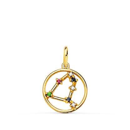 18K HOROSCOPO ORO AMARILLO CAPRICORNIO CONSTELACIONES CIRCONITA 12 MM