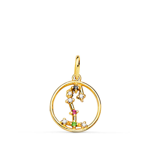 18K HOROSCOPO ORO AMARILLO ESCORPIO CONSTELACIONES CIRCONITA 12 MM