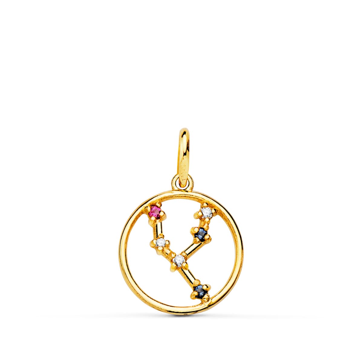 18K HOROSCOPO ORO AMARILLO TAURO CONSTELACIONES CIRCONITA COLOR 12 MM