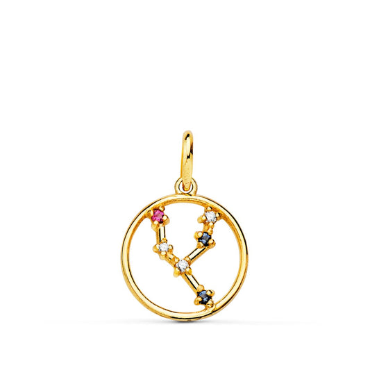 18K HOROSCOPO ORO AMARILLO TAURO CONSTELACIONES CIRCONITA COLOR 12 MM