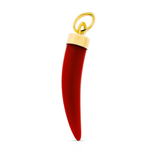 18K COLGANTE AMULETO ORO AMARILLO COLMILLOS 20 X 4 MM