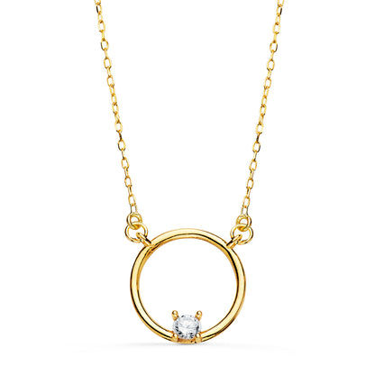 18K GARGANTILLA ORO AMARILLO MOTIVO REDONDO CON CIRCONITA. ANCHO: 12MM CADENA: 40 2 CM