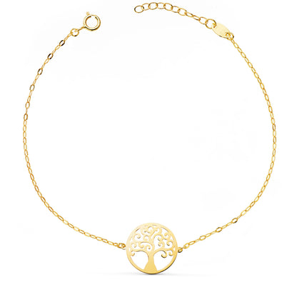 18K PULSERA ORO AMARILLO ARBOLDE LA VIDA 14MM CADENA TALLADA. LARGO: 17 3 CM