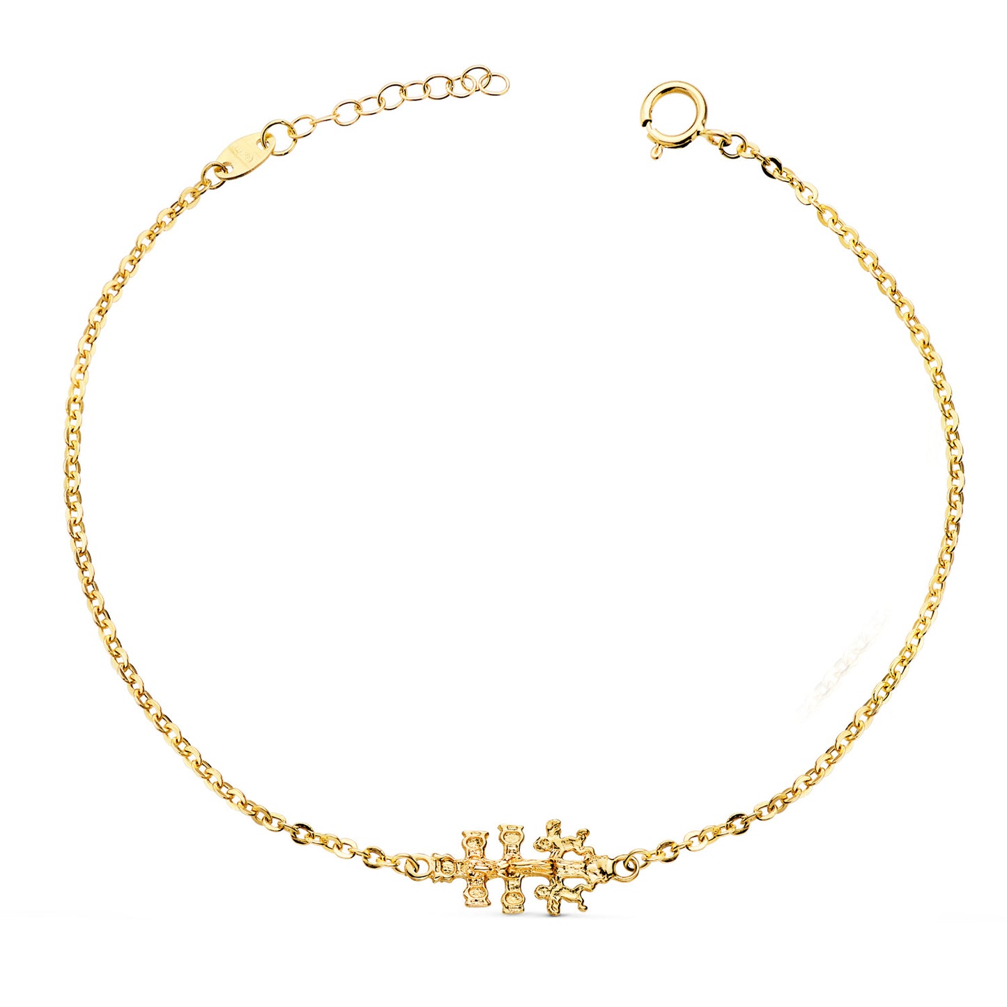 18K PULSERA ORO AMARILLO CON CRUZ CARAVACA 19X9 MM. LARGO: 18 3 CM