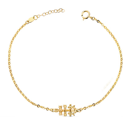 18K PULSERA ORO AMARILLO CON CRUZ CARAVACA 19X9 MM. LARGO: 18 3 CM