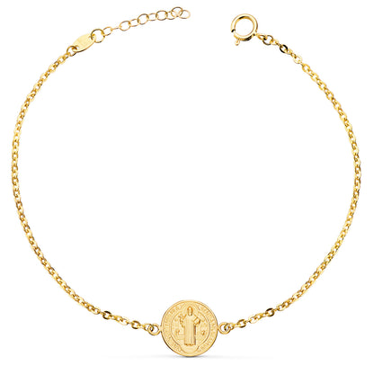 18K PULSERA ORO AMARILLO CON MEDALLA ORO AMARILLO SAN BENITO 12 MM. LARGO: 18+2 CM