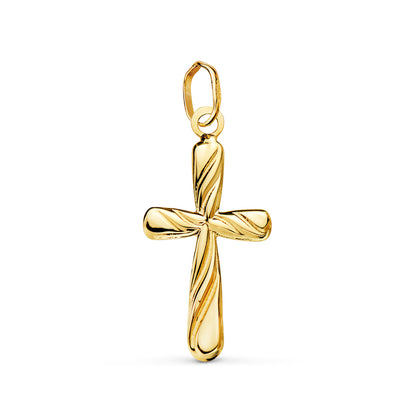 18K CRUZ ORO AMARILLO LISA EN BRILLO HUECA 20 X 12 MM