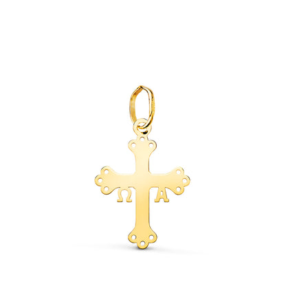 18K COLGANTE ORO AMARILLO CRUZ DE COVADONGA O VICTORIA SILUETA EN BRILLO. 18 X 13 MM