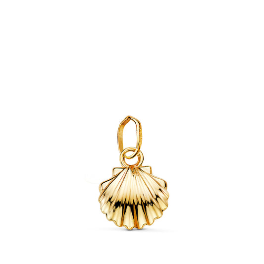 18K COLGANTE ORO AMARILLO CONCHA DE SANTIAGO EN BRILLO. MEDIDA: 12 X 10 MM