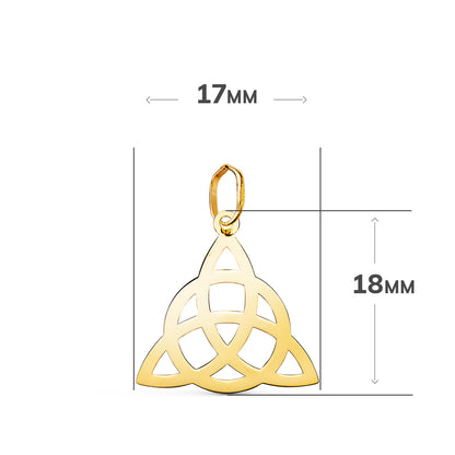 18K COLGANTE ORO AMARILLO SIMBOLO DE LA TRINIDAD EN BRILLO. MEDIDA: 18 X 17 MM