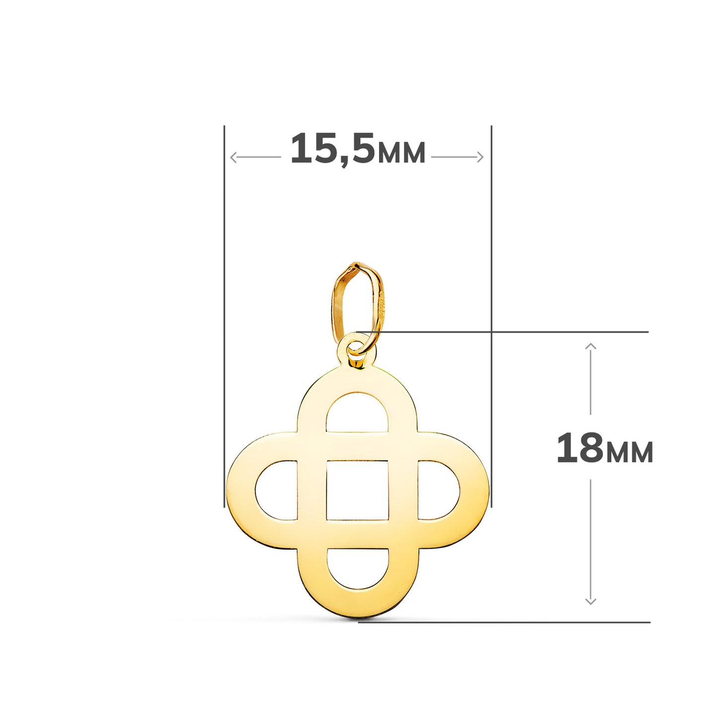 18K COLGANTE ORO AMARILLO CRUZ MATRIMONIAL EN BRILLO. MEDIDA: 18 X 15,5 MM