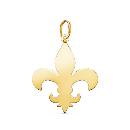 18K COLGANTE ORO AMARILLO CRUZ FLOR DE LIS EN BRILLO. MEDIDA: 24 X 20 MM