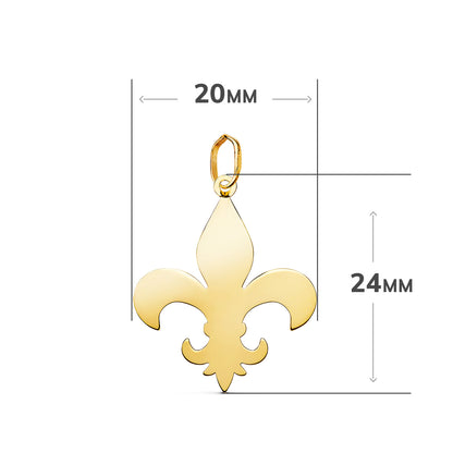 18K COLGANTE ORO AMARILLO CRUZ FLOR DE LIS EN BRILLO. MEDIDA: 24 X 20 MM