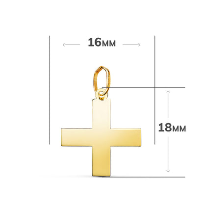 18K COLGANTE ORO AMARILLO CRUZ GRIEGA EN BRILLO. MEDIDA: 18 X 16 MM