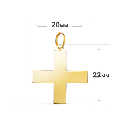 18K COLGANTE ORO AMARILLO CRUZ GRIEGA EN BRILLO. MEDIDA: 22 X 20 MM