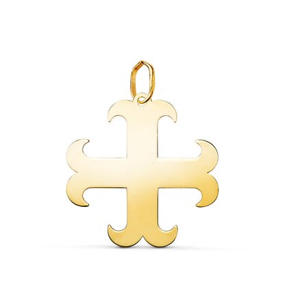 18K COLGANTE ORO AMARILLO CRUZ ANCLADA EN BRILLO. MEDIDA: 21 X 20 MM