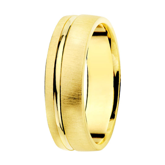 18K ALIANZA ORO AMARILLO MATE Y BRILLO 5,5 MM