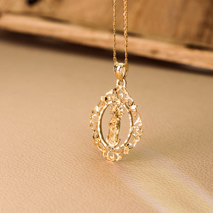 18K MEDALLA ORO AMARILLO VIRGEN DE LA ALMUDENA CERCO 37X27 MM