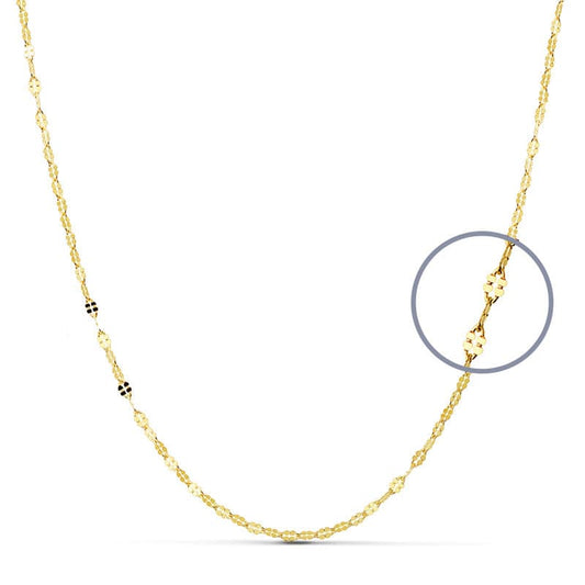 18K CADENA MACIZA ORO AMARILLO DIAMANTADA MACIZA 45CM 2 MM