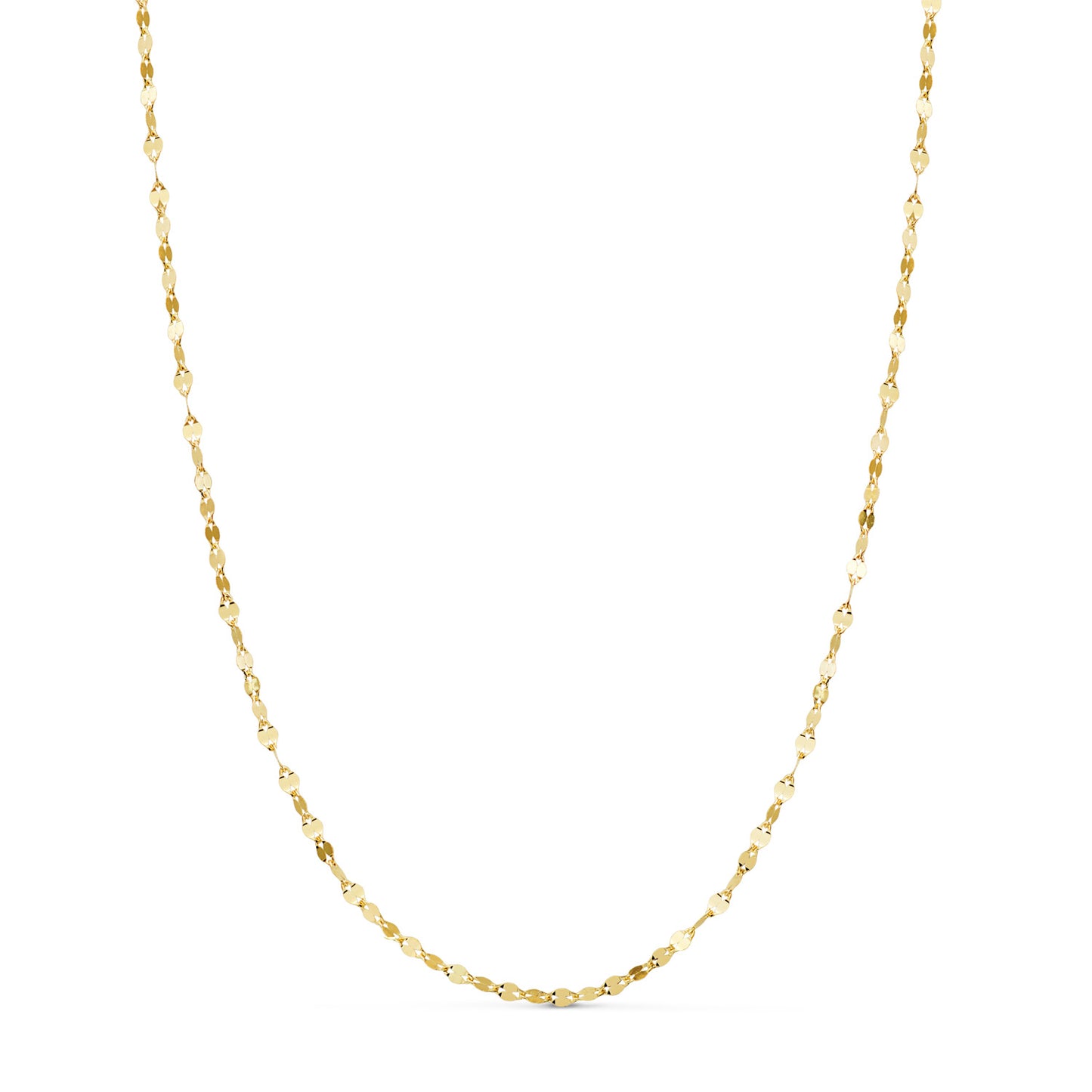18K CADENA ORO AMARILLO MACIZA DIAMANTADA BRILLO. ANCHO: 2 MM. LARGO: 40 CM. CIERRE REASA